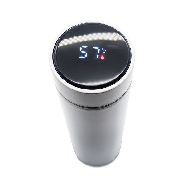 420 ml Falco thermal mug with thermometer - White
