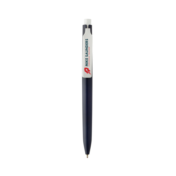 Stylo avec encre ultra glissante en ABS recyclé GRS Vibe - Bleu Marine / Blanc