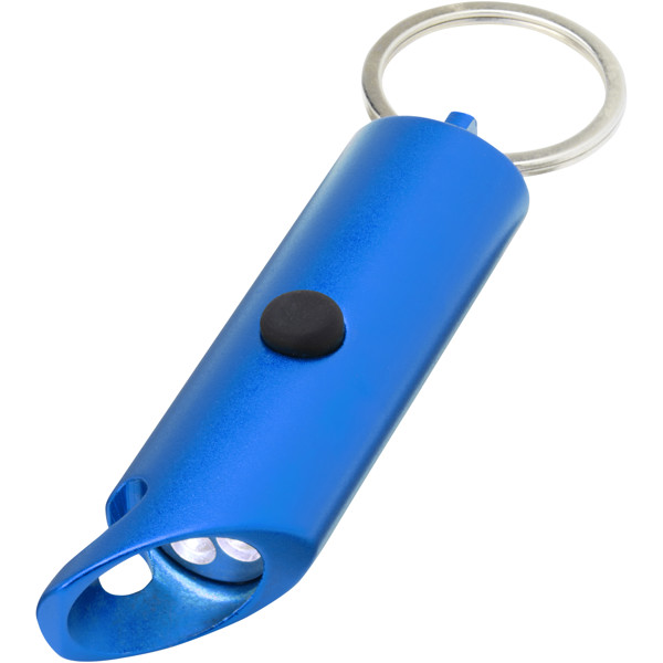 Lumière LED IPX Flare en aluminium recyclé et ouvre-bouteille avec porte-clés - Bleu royal