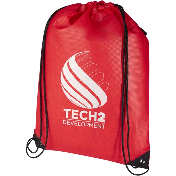 Borsa con coulisse in tessuto non tessuto riciclato certificato GRS Evergreen - 5L - Rosso