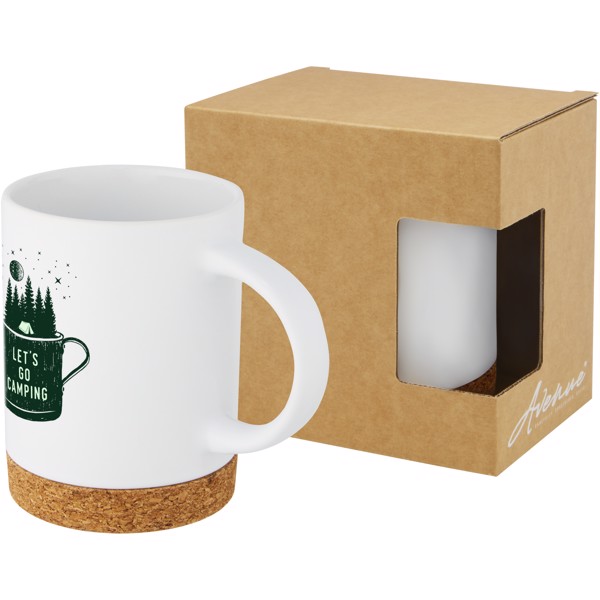 Tasse Neiva de 425 ml en céramique avec base en liège - Blanc