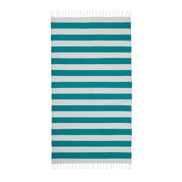 Recycled Cotton Fringed Beach Towel, Size 90X170 Cm - Water