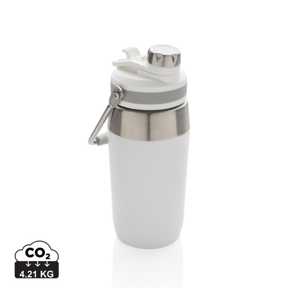 Vacuum stainless steel dual function lid bottle 500ml - White