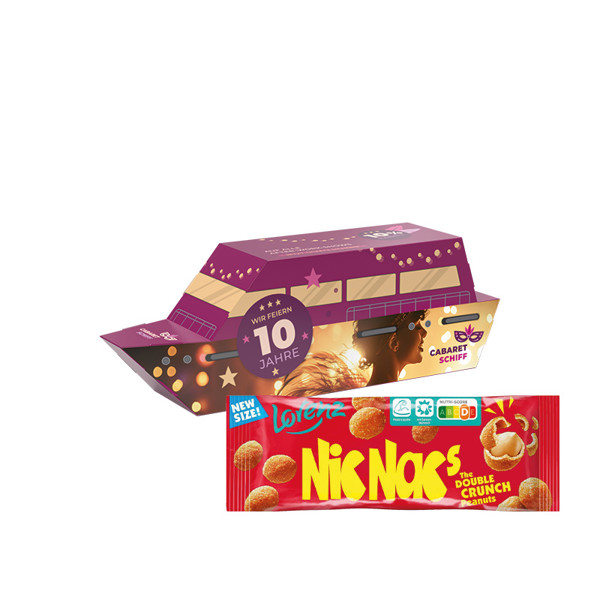 3D present ship, Lorenz Nic Nac's peanuts | 1 bag Lorenz Nic Nac's peanuts, 35 g