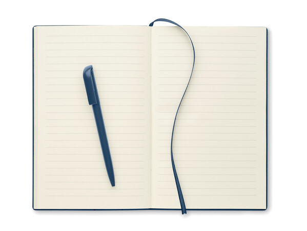 Cahier A5 en PU avec stylo Nota - Bleu Marine