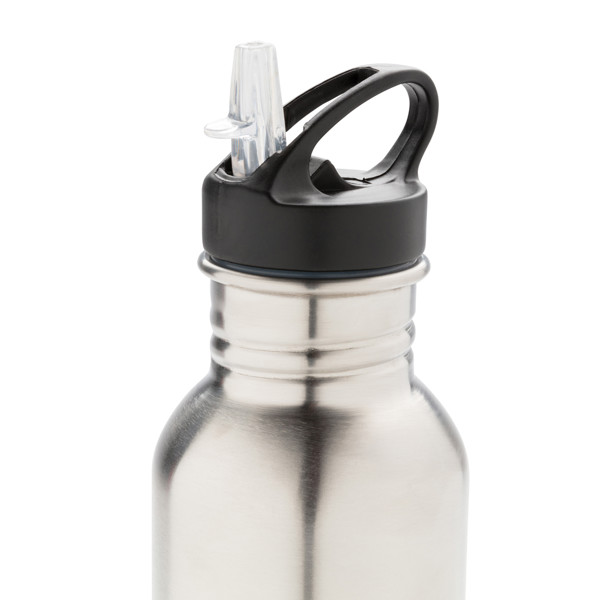 Deluxe Sportflasche aus Edelstahl - Silber