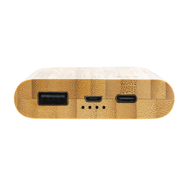 5.000 mAh powerbank i bambus, brun