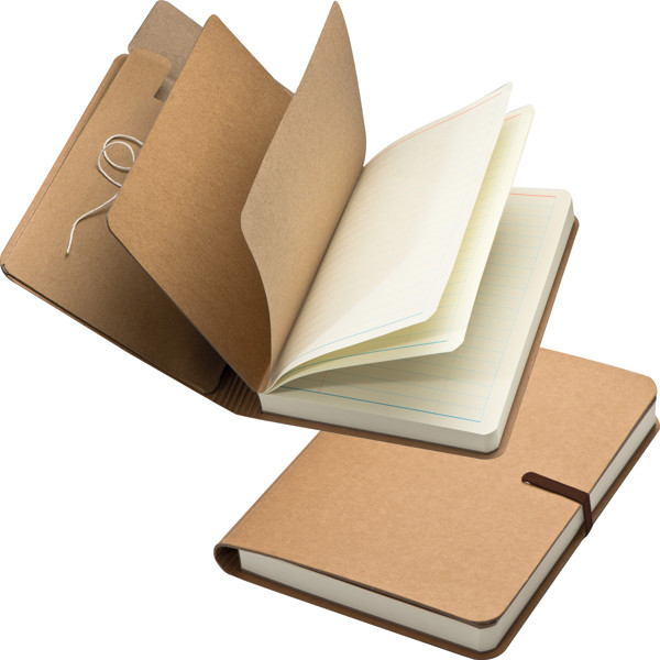 Notebook with brown rubber band, 120 sheets ALEJANDRA - Brown