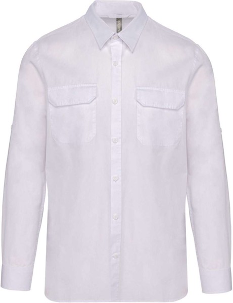 Men's Long-Sleeved Safari Shirt - White / XL