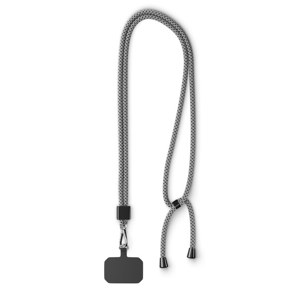 Crossbody, trendy 2-tone cord phone holder made of polyester - White / Black / Black accessories