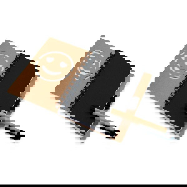 Notizbuch ca. B7 "lächelndes Gesicht" mit Kugelschreiber | Dylan - schwarz