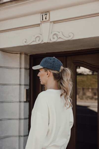 Casquette à 6 panneaux en coton sergé bicolore BEAU AWARE™ - Bleu Marine