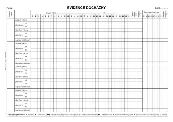 Evidence Docházky A4