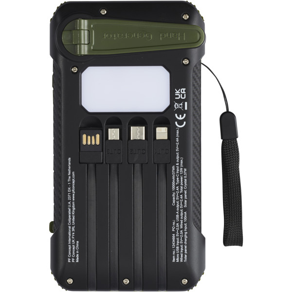 Soldy 10.000 mAh Solardynamo-Powerbank aus recyceltem GRS Kunststoff