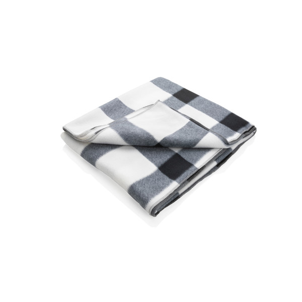 Soft plaid fleece blanket - White