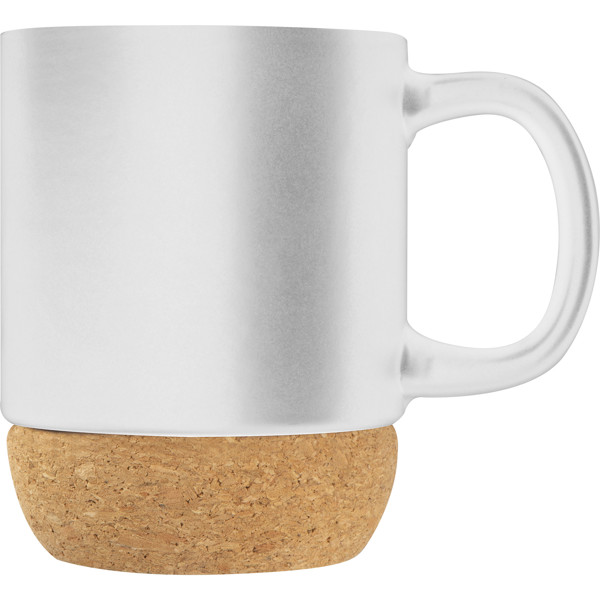 Ceramic mug with cork ground THEODOR - White
