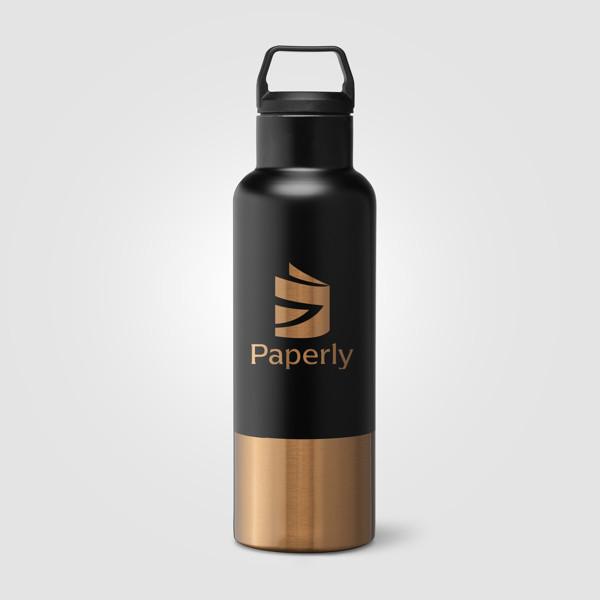 Aurelia Recycled Stainless Steel Vacuum Insulated Bottle - 640 ml - Black / 4 Colour inkjet