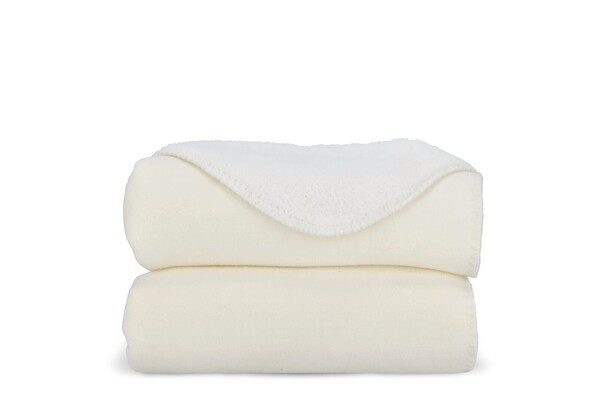 Couverture en laine polaire Sherpa  OEKO-TEX®  sublimation 130 x 170 cm 510 g/m² - Blanc