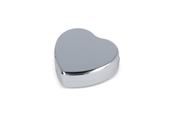 Baume à lèvres plat métallique en forme de cœur - Argent