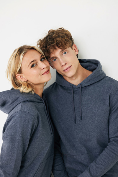 Sweat à capuche en coton recyclé et non teinté Iqoniq Torres - Heather Navy / L