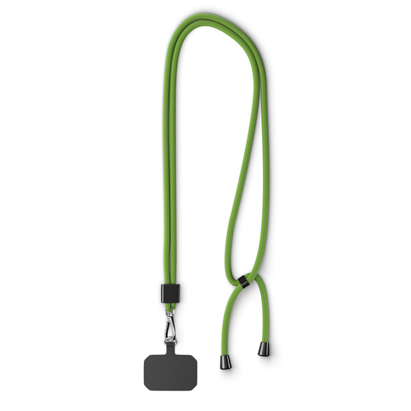 Modny, dwukolorowy uchwyt na telefon typu crossbody z poliestru - Limonkowa zieleń / Czany haczyk i akcesoria