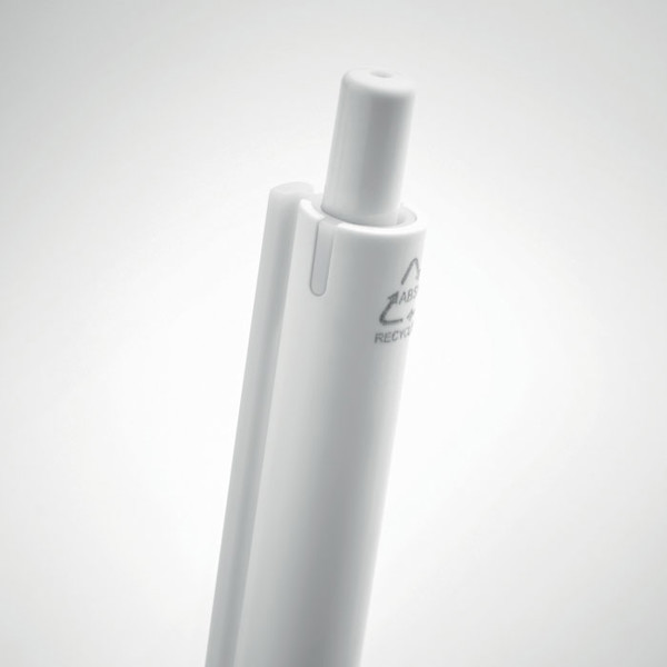 Recycled ABS push button pen Side - White