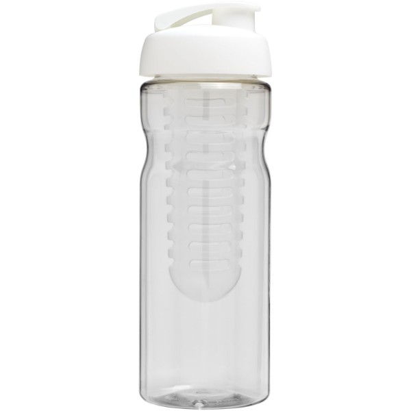 Garrafa desportiva e infusor com tampa Flip de 650 ml H2O Base® - Transparente / Branco