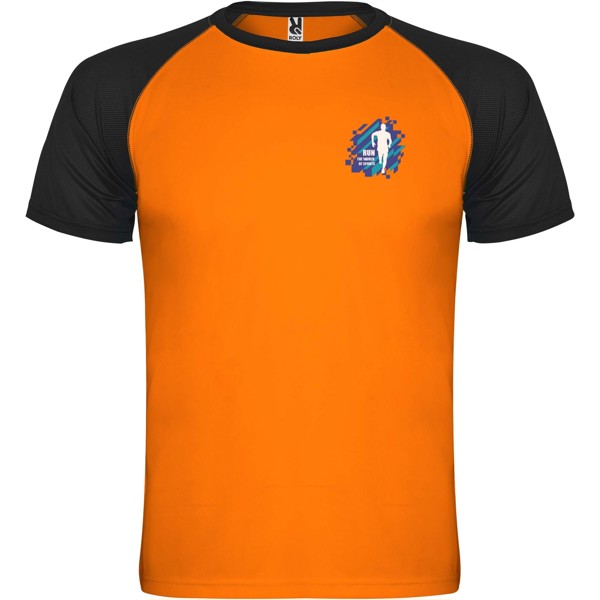 T-shirt sportiva a maniche corte unisex Indianapolis - Arancione fluo / Nero / L